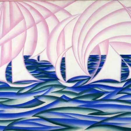 dipinto caratterizzato da onde, vele, riflessi